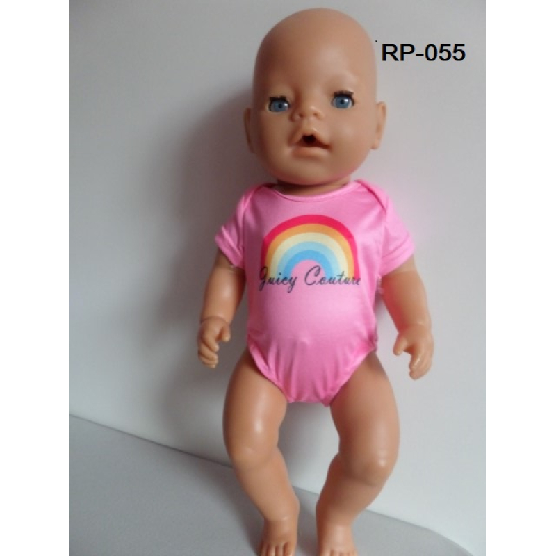 Romper fuchsia met regenboog